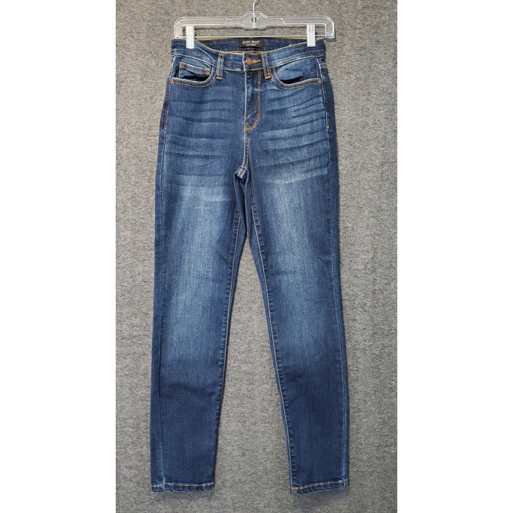 Judy Blue Jeans Womens 1/25 Relaxed Fit Blue Stretch Whisker Mid‎ Rise Denim EUC